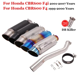 Slip On For Honda CBR600 F4 1999-2001 CBR600 F4i 2001-2007 Motorcycle Exhaust Escape Moto Middle Link Pipe Carbon Fiber Muffler