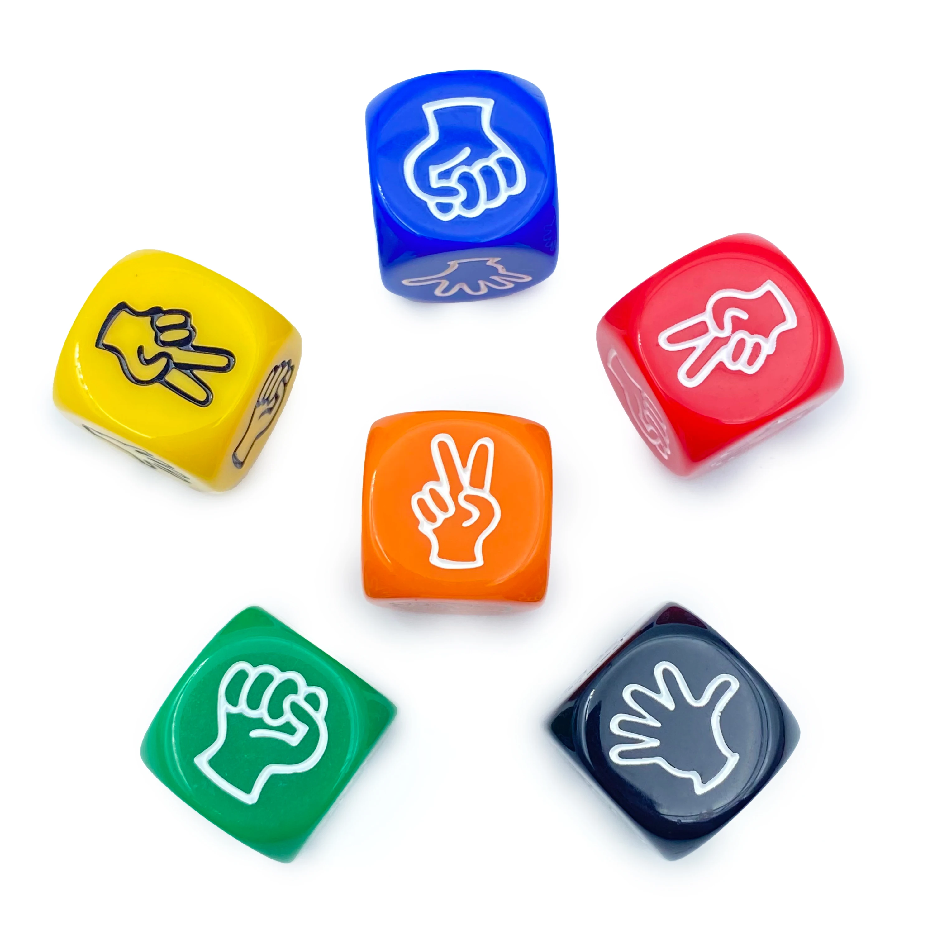 Finger Guess Game Dice Portable 6 Sided 6 Colors Rock Paper Scissors Game dice