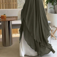 Two Layer Chiffon Khimar With Niqab High Quality Eid Ramadan Abaya Muslim Women Islam Clothing Wholesale Prayer Long Hijab Dress