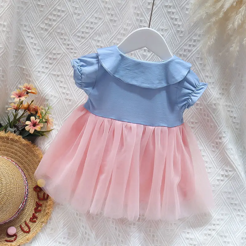 Sukienki dla dziewczynek Letnia muszka Siatkowa sukienka z krótkim rękawem dla dziewczynek Sukienki księżniczki Śliczne sukienki urodzinowe dla dziewczynek