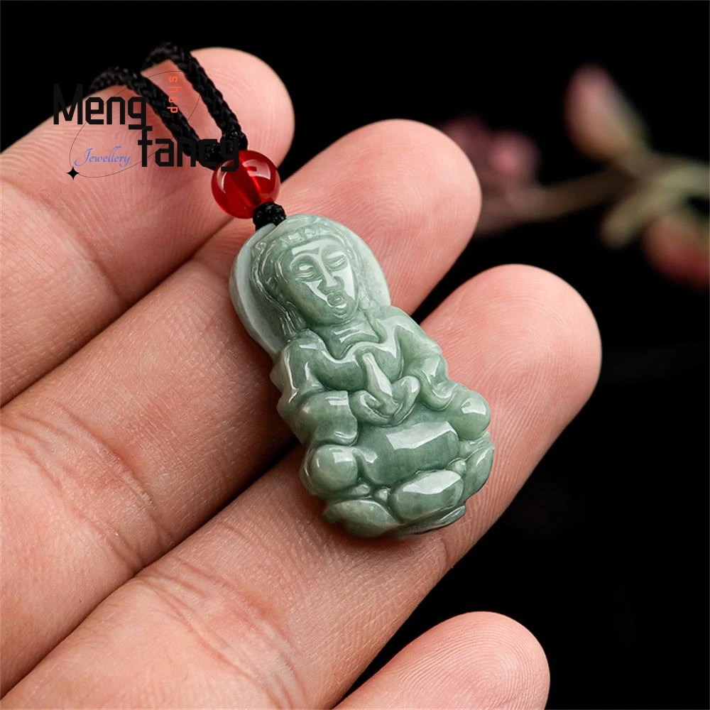 Natural A-goods Jadeite Bean Seed Maitreya Buddha Jade Pendant Exquisite Engraver Buddhist Amulets Best Selling Fashion Jewelry 5