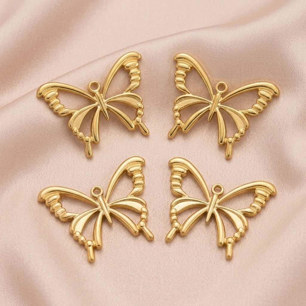 5pcs Stainless Steel Butterfly Filigree Charms Metal Dangle Pendants for DIY Bracelet Necklace Earring Jewelry Making Supplies