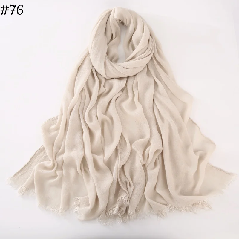 95-Farben-Schal aus weicher Baumwoll-Viskose, Rayon-Material, muslimischer Hijab, nahöstlich, einfarbig, Kopftuch mit Quaste – Detail 25
