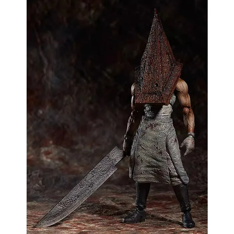 

7" Red Pyramid Helmet Horror Figure - Giant Metal Head Articulated Model with Twisted Nurse, Collector Edition Statue