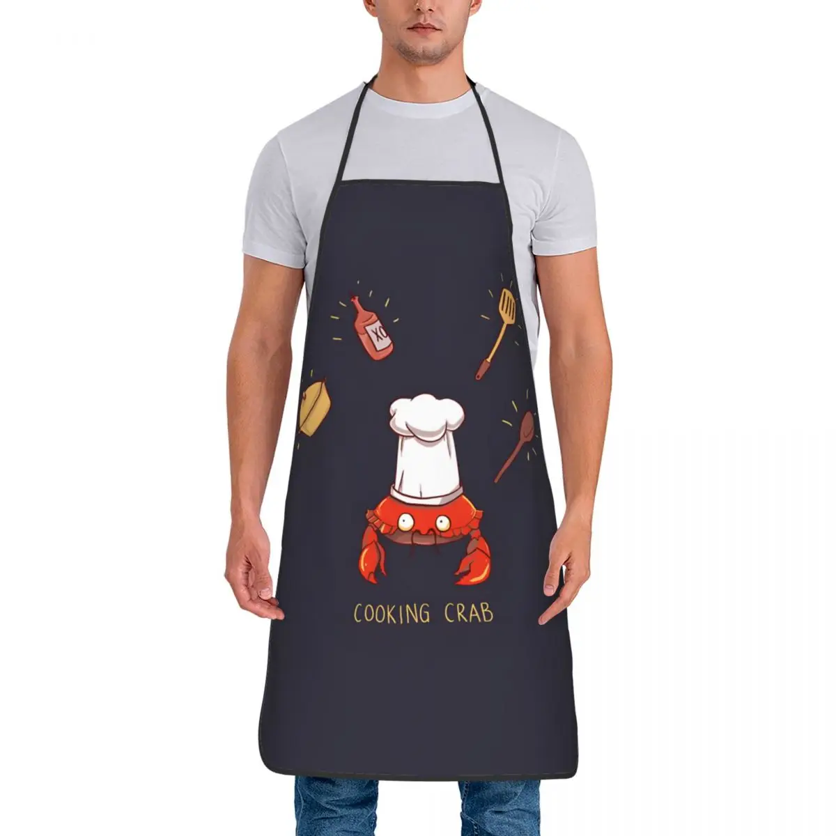 Unisex Fashion Cooking Crab Essential Bib Apron Adult Tablier Cuisine for Cooking Kitchen Cute Cooking Kitchen Baking