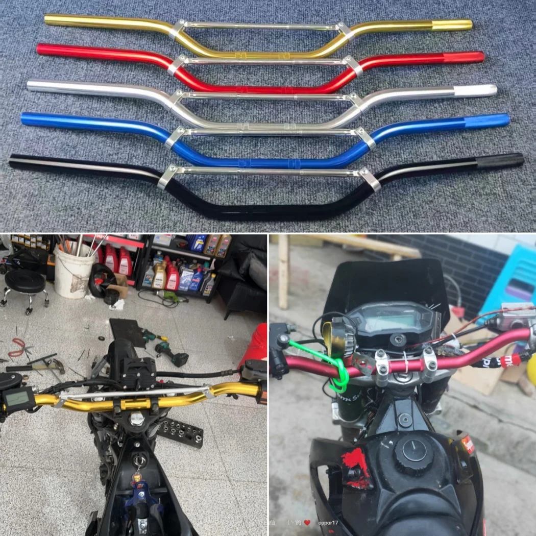 22mm Motorcycle CNC Aluminum Alloy Handlebar with Crossbars Motocross Racing Pit Bike for Honda Yamaha Kawasaki Suzuki Benelli