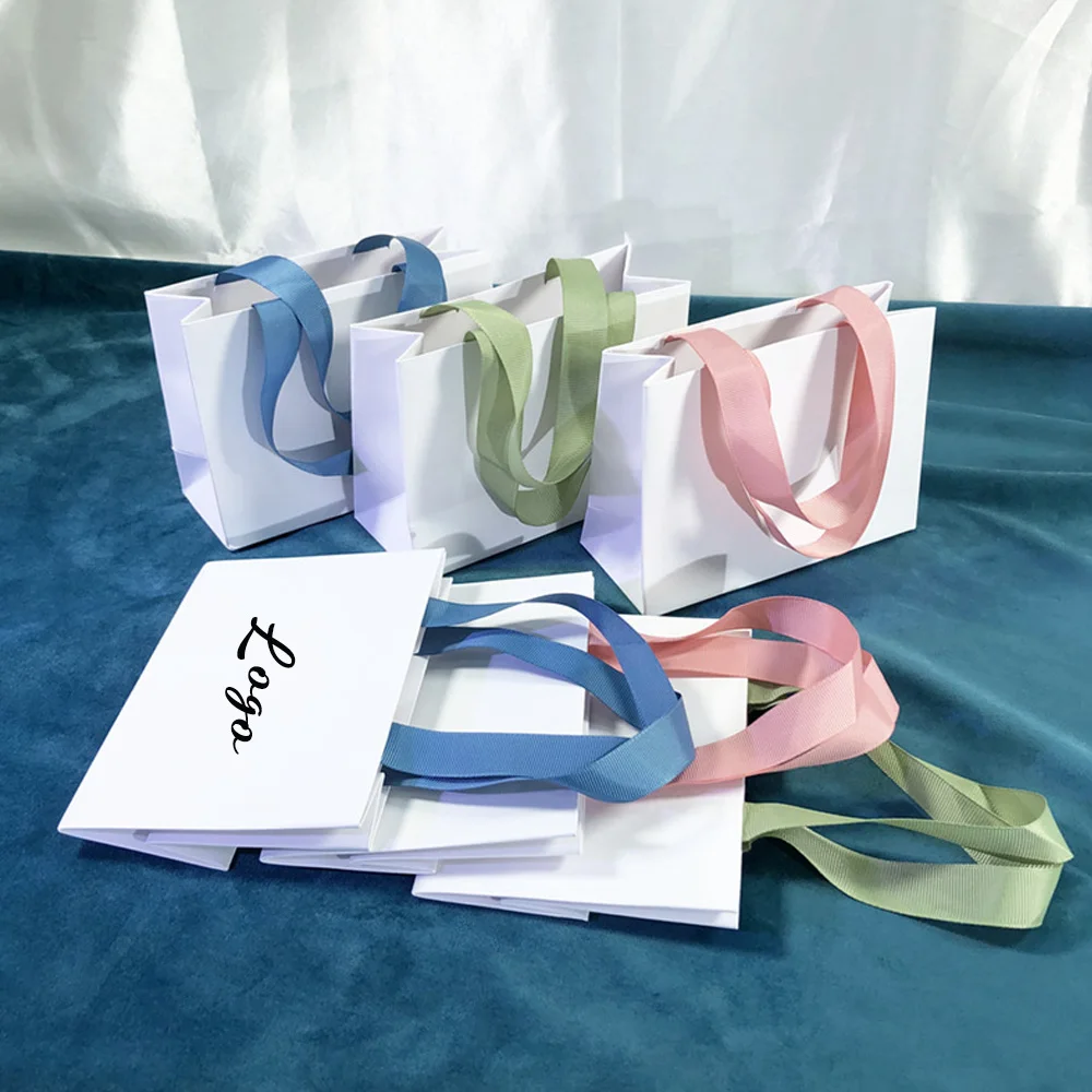 

Customizable Logo Luxury Small Jewelry Paper Bag Eco-Friendly Paper Gift Tote Bags for Watches and Boxes Perfume Cosmetic Candle