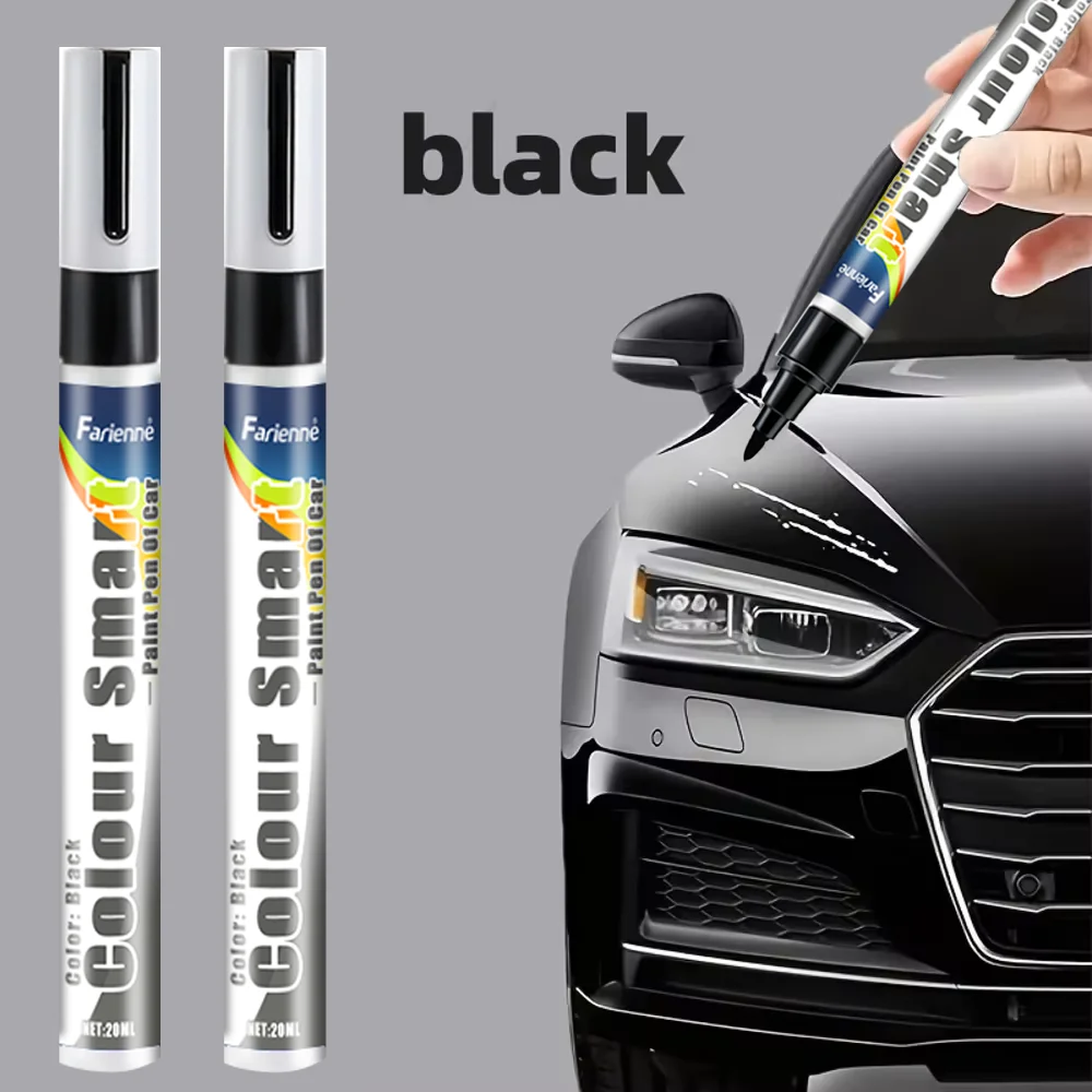 Farienne Black Car Touch Up Pen Car Scratch Repair Pen for Car Paint Alloy Wheel Leather Scratch Quick Fix 20ML