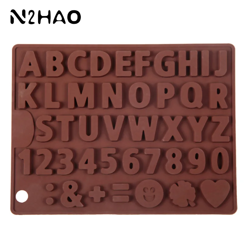 Molde de silicona con letras en inglés, molde alfanumérico para hornear hielo, caramelo, galleta, gelatina, decoración de pasteles, jabón, fabricación de velas, 1 ud.