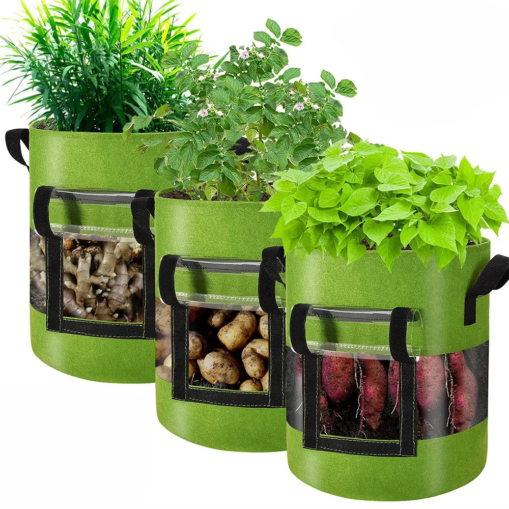 Fabric Planting Bag Potato Grow Bag with 360 Degree View Window Strawberry Sweet Potato Grow Bag