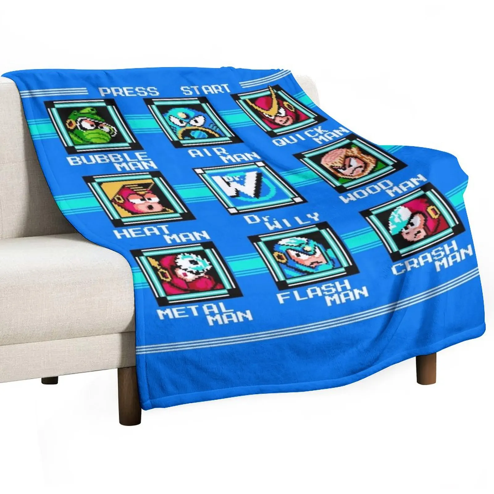 

Megaman 2 stage select Throw Blanket Bed covers Luxury St Bed linens Beach Blankets