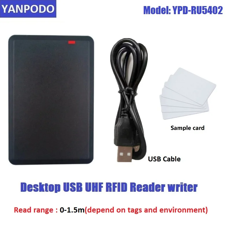 Imagem -05 - Yanpodo Uhf Leitor Escritor Rfid Faixa de Leitura Iso180006b Protocolo 6c Fornecer Sdk Desktop Copiadora Comunicador para Registros Marcas 01.5m