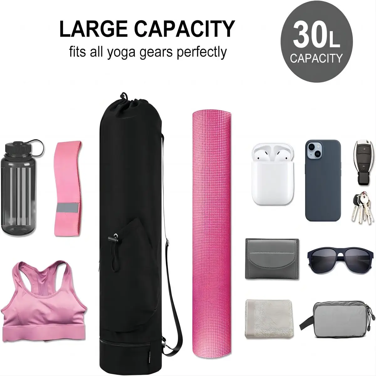 Multifunction Yoga Mat Bag With Water Bottle Pocket and Bottom Wet Pocket Yoga Sports Mat Storage Bags Carrier Pouch