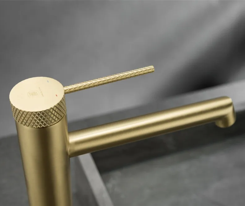 Luxury High Brushed Gold Brass Lavatory Single Lever Wash Basin Mixer Tap Sink Tall Faucet Bathroom  Golden