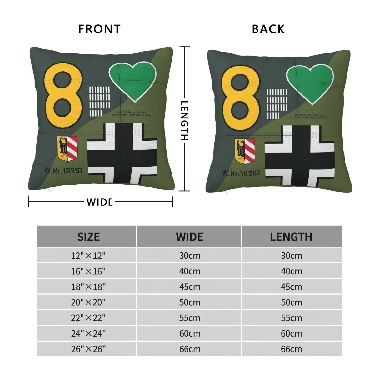 Germany Bf 109 Aircraft Markings Pillowcase Polyester Linen Velvet Pattern Zip Decor Sofa Seater Cushion Cover 45x45