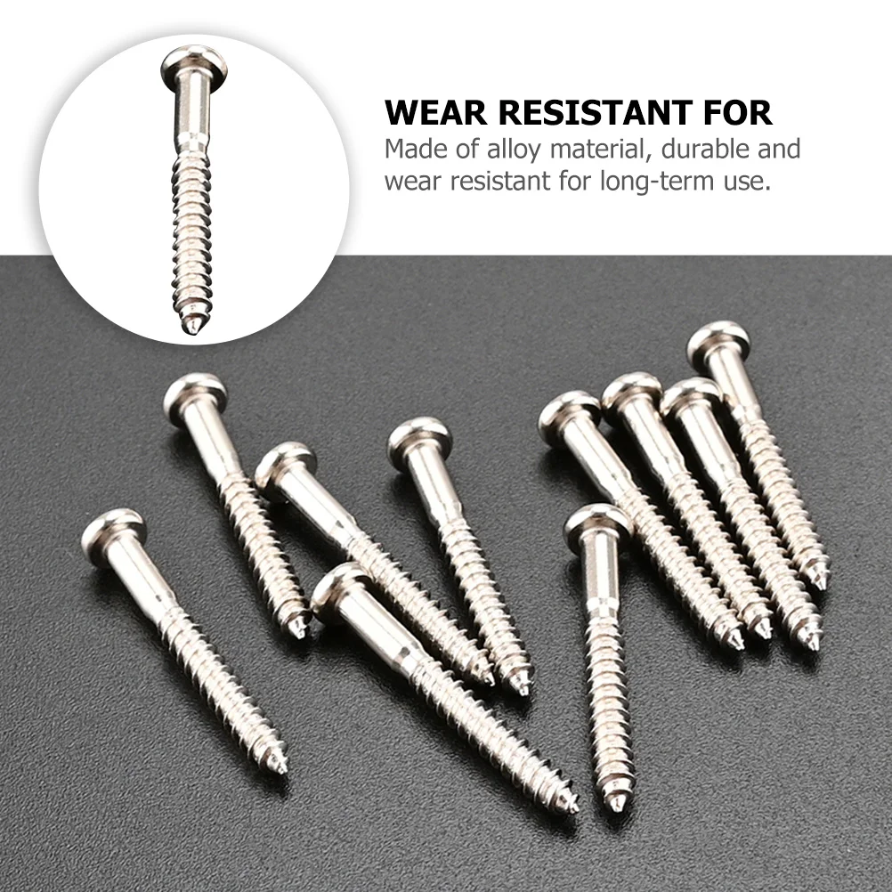 

10Pcs Durable Metal Bridge Parts Round-Head Guitar Screws Easy to Use and Replace for Guitars Guitar Bridge Screws
