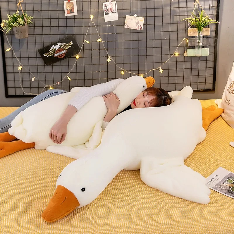 New Cute Toys Huge Duck Sleep Pillow 50-130cm White Goose Plush Toys Cushion Soft Stuffed Animal gifts for adults children