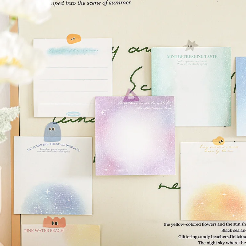 200pcs/lot Memo Pads Material Paper  sea of stars and candles paper Junk Journal Scrapbooking Cards Background Decoration Paper