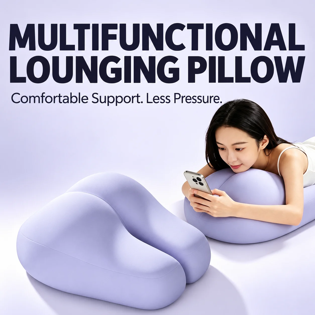 Creative Hip-Shaped Prone Support Pillow 3D Foam Stomach Sleeping Cushion Face Down Reading Phone Use Napping Relaxing at Home