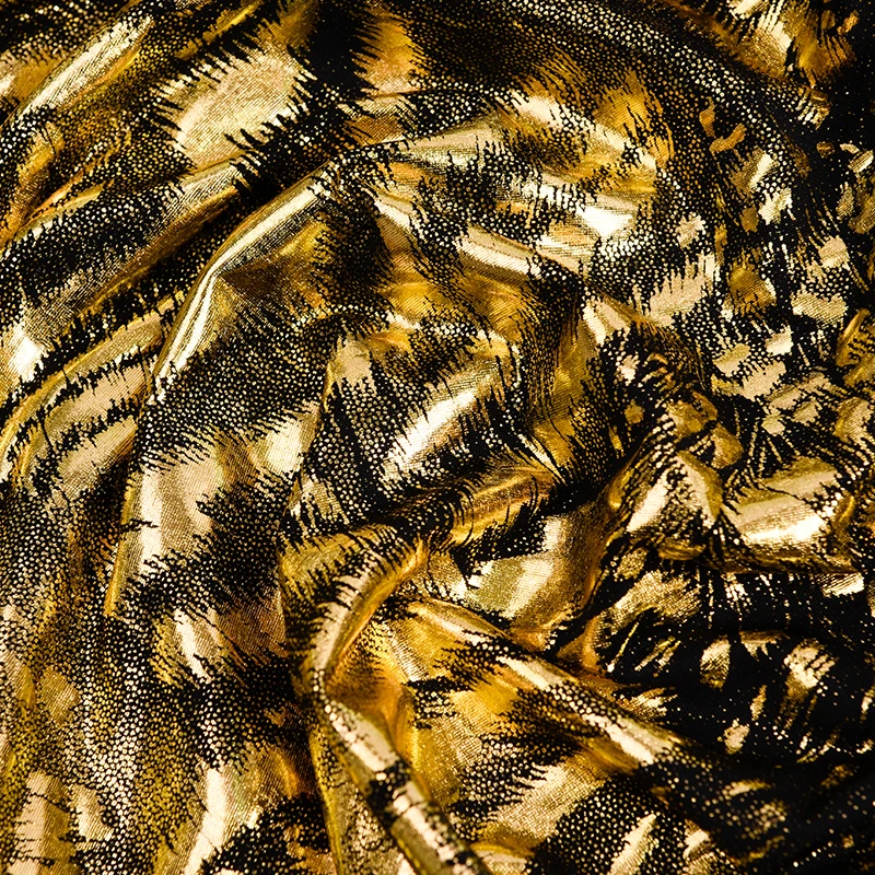 Стрейчевая ткань из спандекса 2024s, тигровая забра, ткань с фольгированным принтом, Одежда для танцев, ткань для Хеллоуина, праздников, платье для важных мероприятий