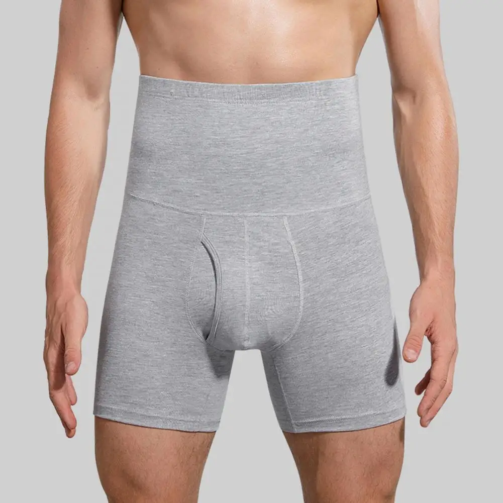 Uitgesneden onderbroek uit één stuk Hoge taille Katoenen onderbroek voor heren Warme ademende elastische sportshorts Heren Naadloze lange boxers