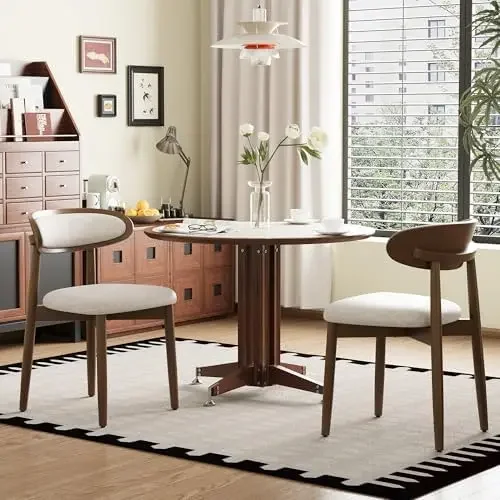 Wooden Dining Chairs Set of 2, Modern Fabric Upholstered Dining Room Chair, Kitchen Side Chairs, Farmhouse Dinner Chair