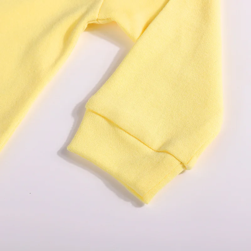 Setelan Baju Bayi Baru Lahir 3Pcs 100% Katun Polos Lengan Panjang Romper Berkaki Topi Celemek Unisex Pakaian Bayi Hadiah Baby Shower 0-3 Bulan