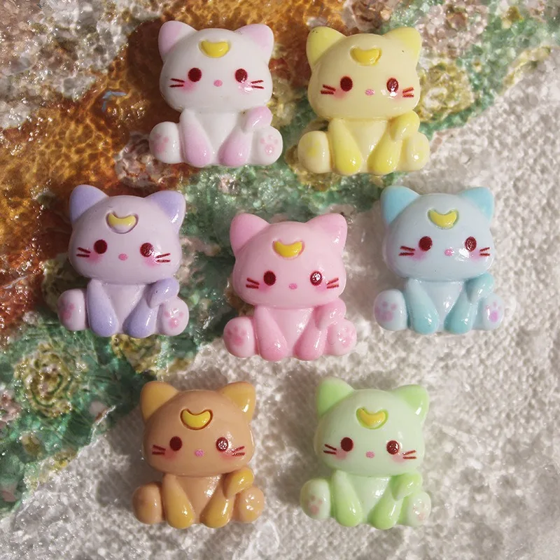 10Pcs Kawaii Cartoon KT Cat Resin Mini Ornaments Scrapbooking Craft DIY Micro Jewelry Making Accessories