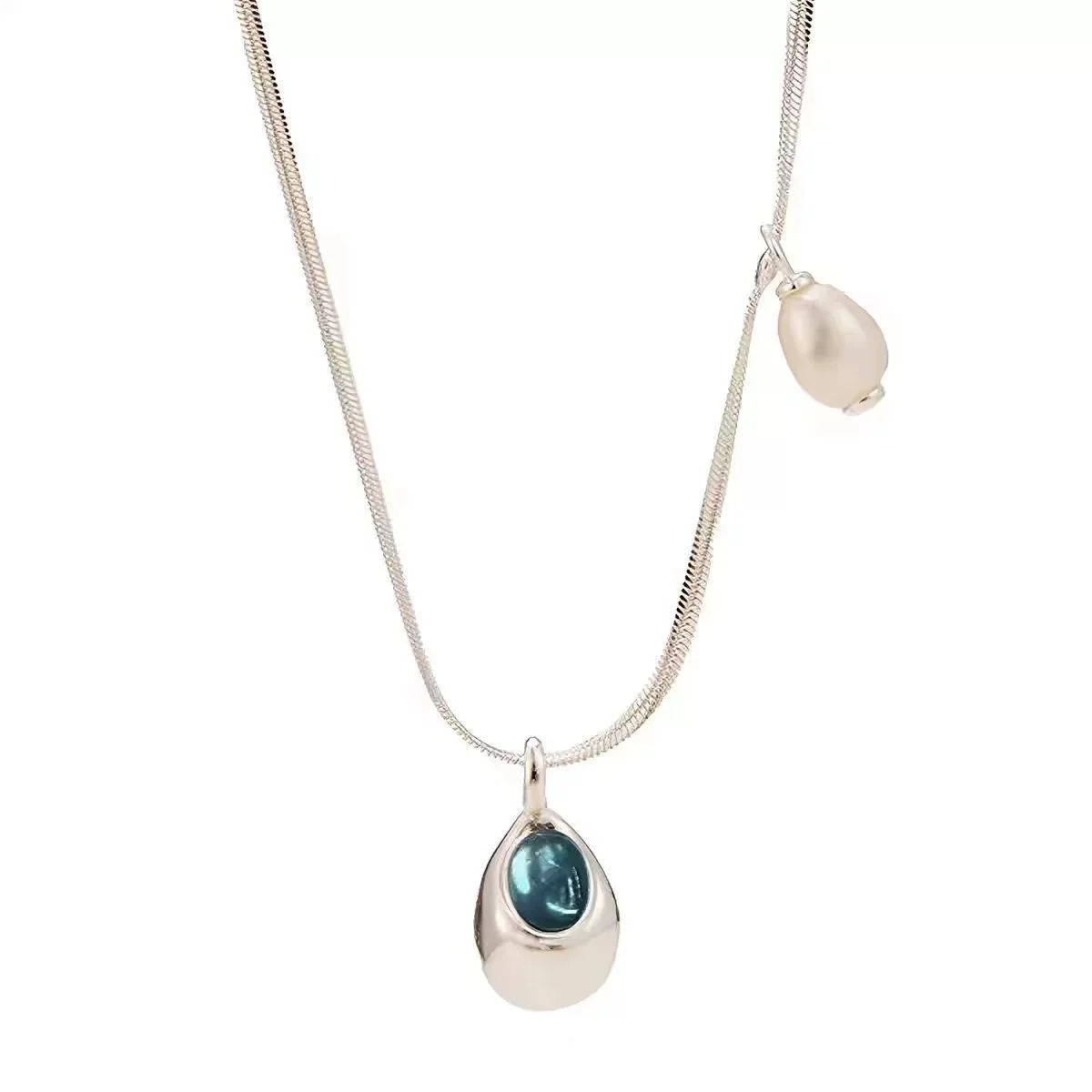 Minimalist Delicate Water Drop Natural Pearl Necklace for Women Niche Luxury Retro Pendant Necklace, Elegant Daily All-match