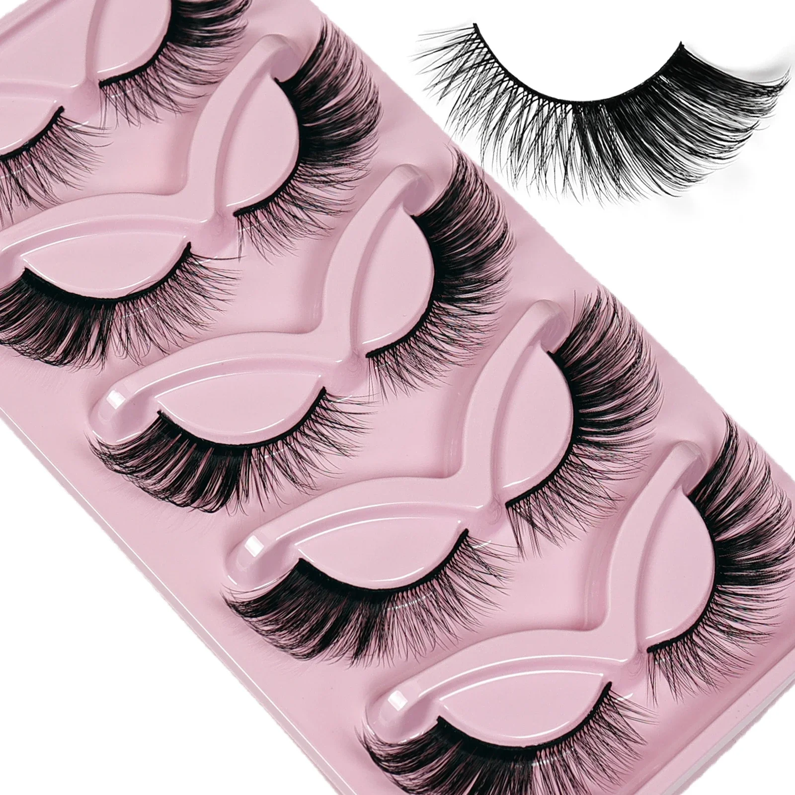 5 คู่ขนตาปลอม 6D Super Fluffy Wispy ขนตาปลอม Cat/Fox Eye Effect Dramatic Lashes ขนตา