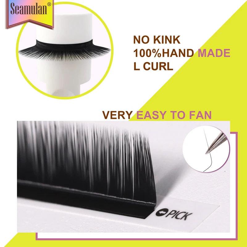 Seamulan Eyelash Extensions Cilia Curl J/B/C/D/L Matte Black High Quality Individual Lashes Russian Silk Prefact Fake Eyelashes