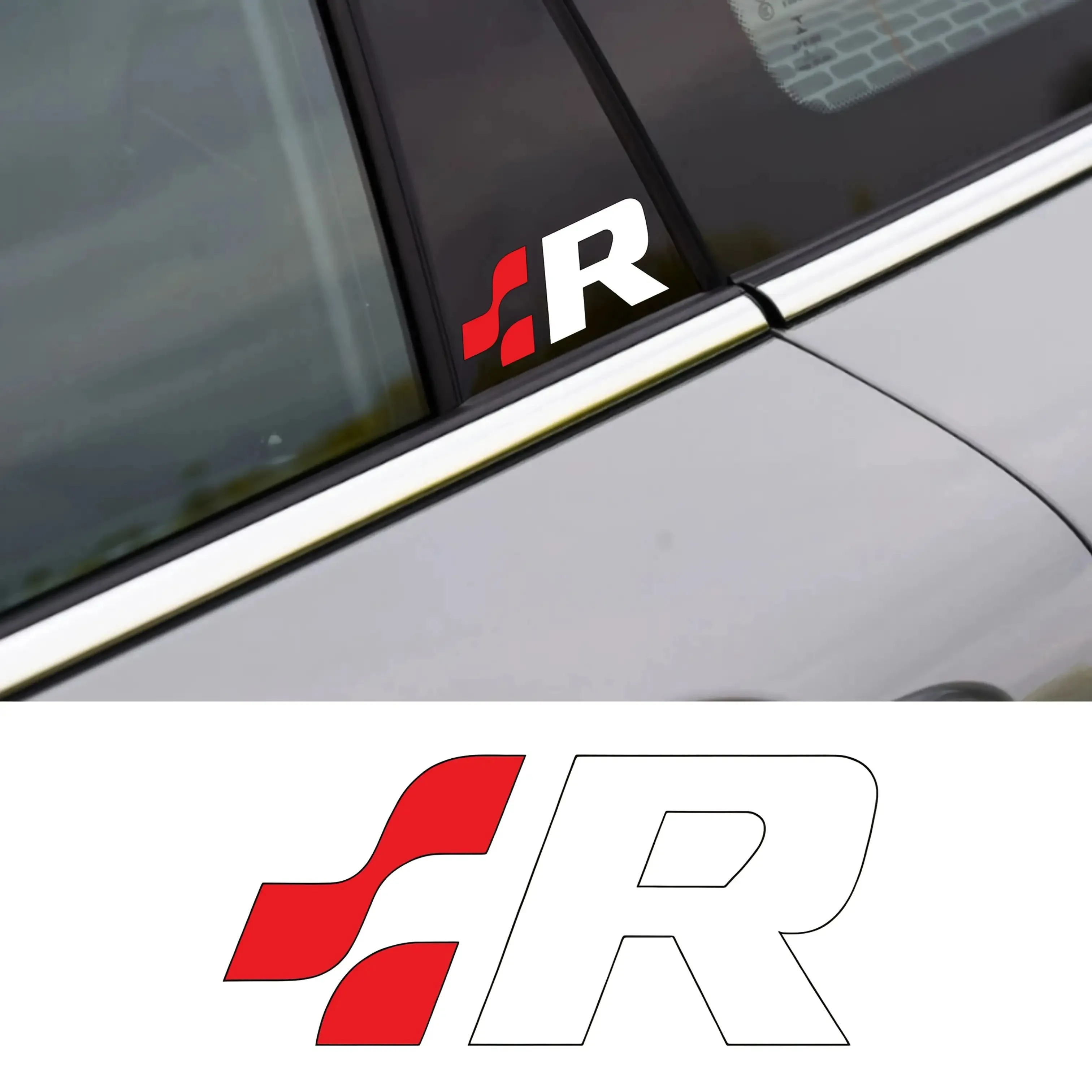 

2D Flat 2Pcs R Badge Emblem Car Stickers, Fashion Vinyl Decal for Car Modification, Durable Long-Lasting Adhesive