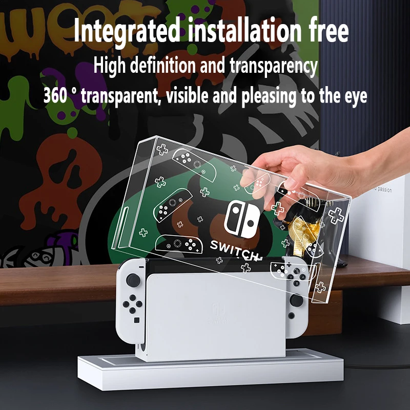 قاعدة عرض انبعاث للضوء لنينتندو سويتش/Oled غطاء مقاوم للغبار التحكم المجاني التبديل وحدة التحكم الاكريليك قذيفة لعبة وحدة التحكم