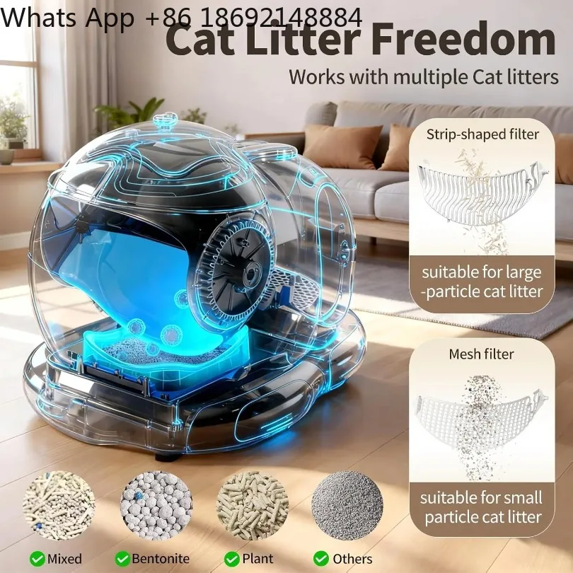 

Automatic Cat Litter Box for Multiple Cats, Large Capacity Detachable Top Self-Cleaning Litter Box with App Control