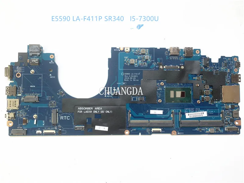 CN-07VT54 07VT54 CN-0D2N2V 0D2N2V W/I5-7300 CPU Laptop Motherboard For Dell 15 5590 DDM80 LA-F411P Mainboard 100%