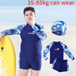 Children's Chubby Boys Swimsuit, Quick-Drying, Long Sleeve Swimming Suit, Sunscreen, Big Boy ļ¼ Plus Size, Youth Swimwear, S