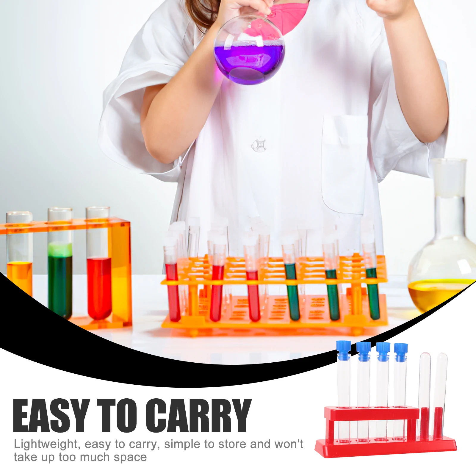 

5Pcs Durable Plastic Test Tubes And Rack Set For Kids Science Experiments Clear Test Tube Rack Educational Tool