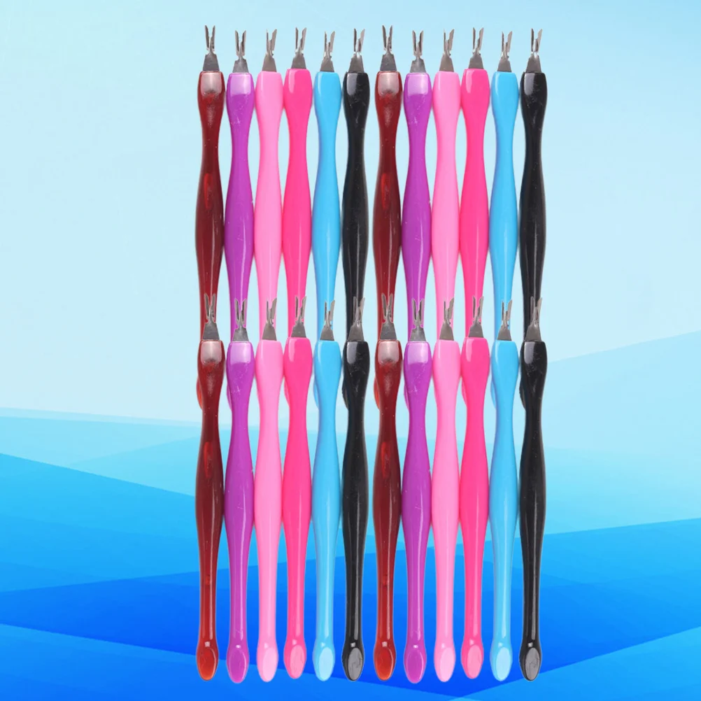 

48pcs Dead Skin Remover Tool V-Shaped Cuticle Pusher For Nail Art Manicure Cleaner Stainless Steel Professional Use Pink Rosy