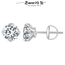 Bamoer-pendientes de moissanita S925 chapados en platino, aretes brillantes de diamante de laboratorio, regalo del Día de San Valentín, U 0,5/1CT, Color D, VVS1 EX