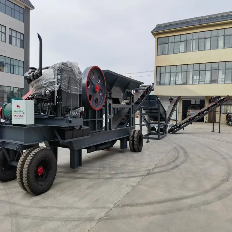 PE 400*600 Mobile Crusher Plant Hard Rock Quartz Stone Gold Mine Jaw Crushing Production Line