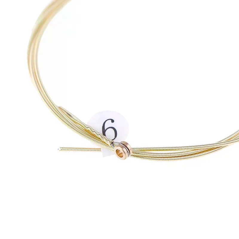 6 sztuk/zestaw Uniwersalne struny do gitary akustycznej z mosiężnym sześciokątnym rdzeniem stalowym do instrumentów muzycznych, struny do gitar, części do gitary