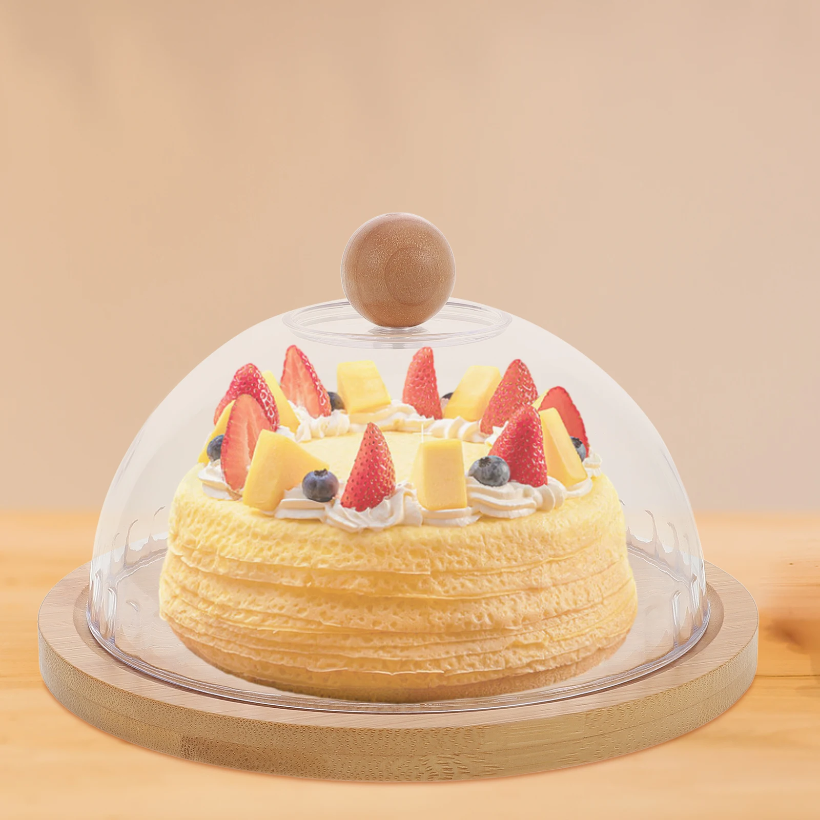 

Butter Box with Lid Keeper Cake Display Holder Appetizer Tray Plate Wood Glass Cover