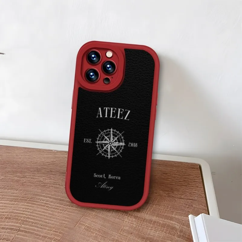 KPOP ATEEZ Logo Phone Case Red For IPhone 14 11 13 12 Pro Max Mini Xs X Xr 7 8 Plus SE2020 Leather Silicone Soft Texture Coque