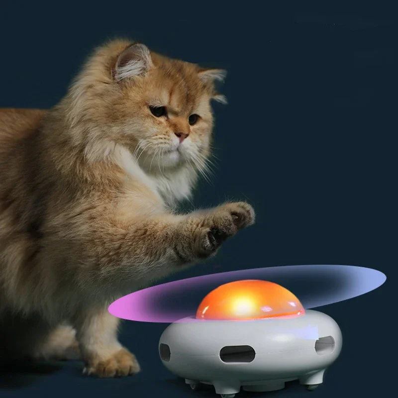 

UFO Pet Electronic Smart Funny Cat Turntable Toy Intelligent Funny Cat Stick Game Rotating Turntable Cat Toy Automatic Cleaning