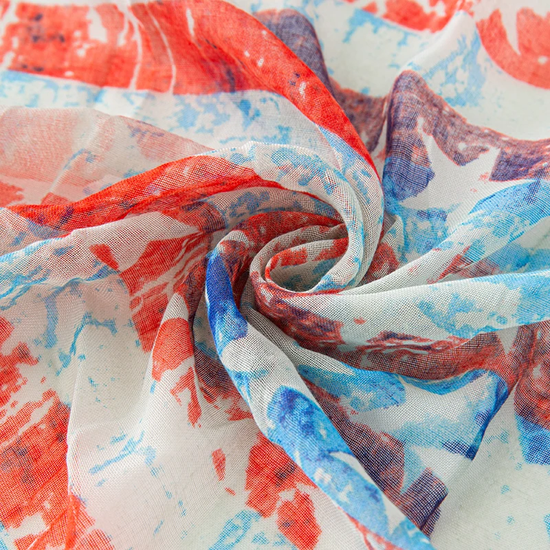 Beliebter Schal mit amerikanischer Flagge, längliche Schals, patriotisches Sterne-Muster, Kopftuch, Schalldämpfer, Voile, weicher Wickelschal mit geometrischen Streifen – Detail 1