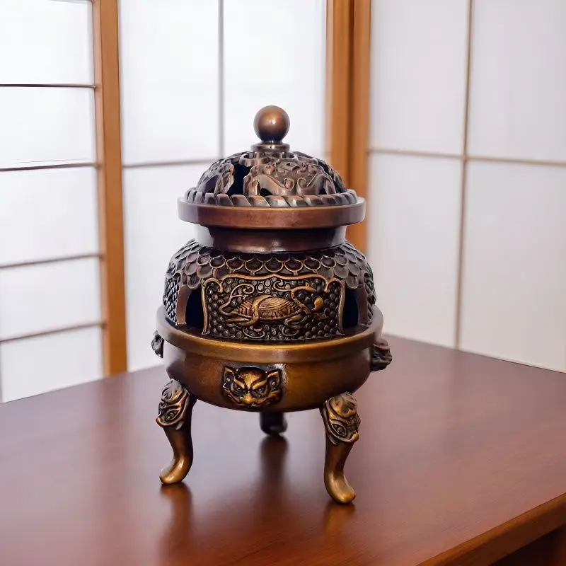 HYS incense burner four divine beasts four-legged imperial burner retro home decoration ornament three-layer incense burner