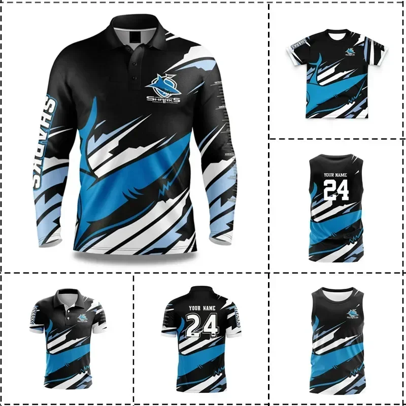 Customization 2024 Cronulla Sharks Fishing Shirt Rugby Jersey - Men's Size: S-5XL（Print Custom Name Number）