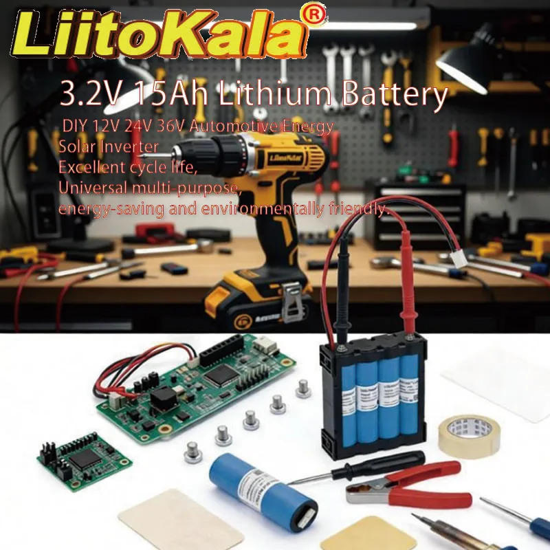 

8-28PCS LiitoKala 3.2V 15Ah Lithium Iron Phosphate Battery Deep Cycle Rechargeable for Golf Cart Solar Energy Storage