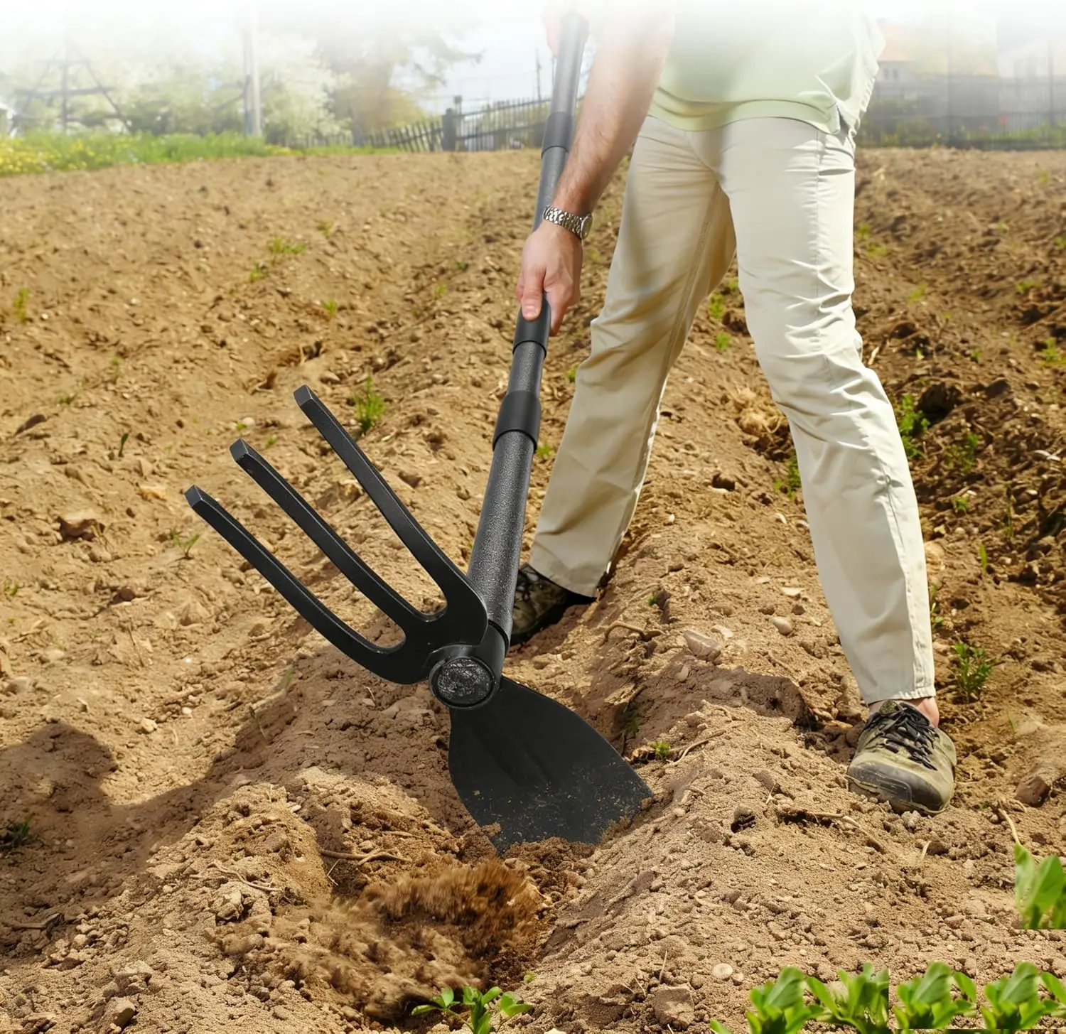 

Adjustable Garden Hoe, 16-60" Ergonomic Weeding & Digging Tool with Rust-Proof Coated Steel for Farm, Yard