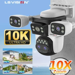 LS VISION 20MP 3*Screens Home Surveillance Wifi Camera 10X Zoom Outdoor Surveillance Camera Ip PTZ Auto Tracking Security Cctv